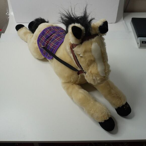 Saddle Club Large Realistic Horse Plush 28" Light Brown Tan Black Starlight VTG - Picture 2 of 15